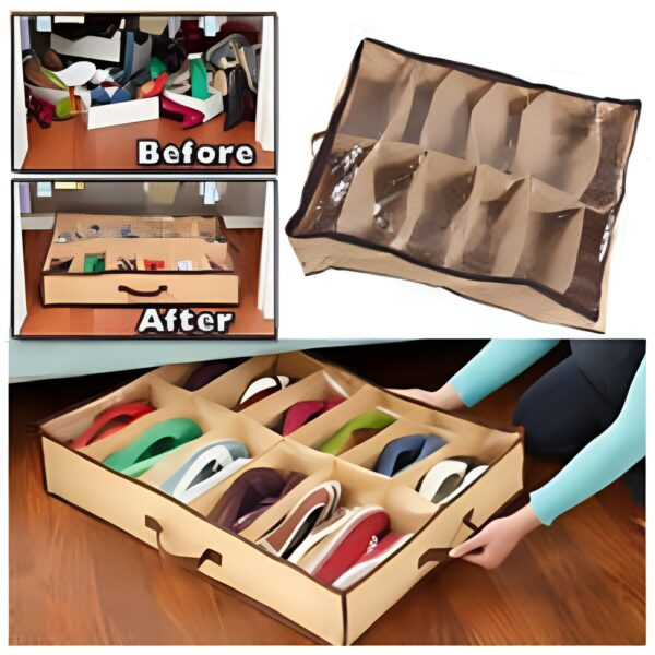 12 Storage Under Bed Closet Shoes Organizer