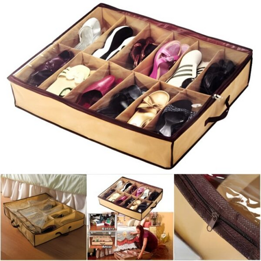 12 Storage Under Bed Closet Shoes Organizer