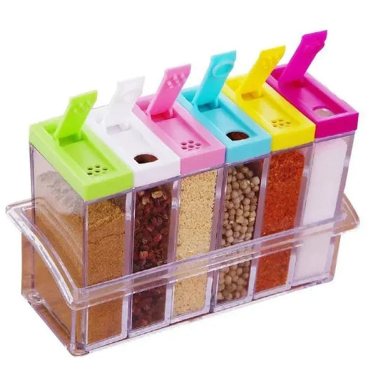 6 Piece/set Transparent Plastic Masala Spice Jars Set