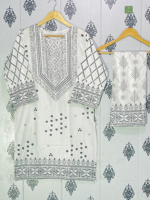 Summer Collection Linen Printed 2pc Dress Ready To Wear For Women